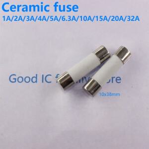 5pcs 10x38mm 세라믹 퓨즈 500V 500MA 0.5A 1A 2A 3A 4A 5A 6A 8A RO15