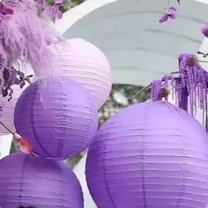 호환  46810121416인치 퍼플 시리즈 종이 등불 웨딩 파티 분위기 장식 DIY 조명 걸이 공 용품