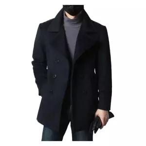 남자 더블 하프 숏 피코트 미군 두꺼운 슬림핏 반코트 밀리터리 해군