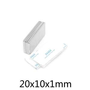 20x10x1mm 블록  자석 냉장고 DIY 건물 과학 공예품 용 접착 테이프가있는 20x10x1
