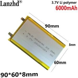 보조배터리 배터리용 폴리머 리튬 6000MAH 806090 모바일 전력 저장 장치 LED 조명 3.7V
