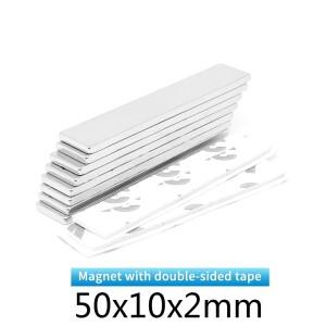 50x10x2mm 얇은 블록 냉장고 DIY 건물 과학 공예 50x10x2 용 접착 테이프가있는  자석