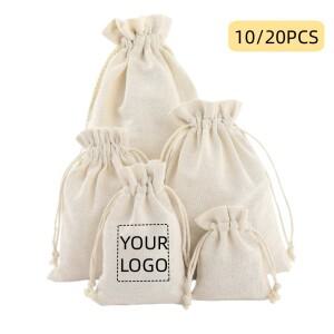 10/20pcs 로고 맞춤 목화 저장 Drawstring 가정 파티 Eid 부활절 크리스마스 선물 패키지 안티 먼지 가방
