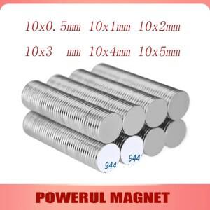 10x1mm 냉장고 사무실 DIY 10x2 10x3 10x0.5 자기 접착 테이프와 미니 소형 소형 라운드  자석
