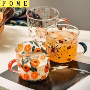 손잡이가 달린 유리 체중계 머그잔 내열성 아침 식사 우유 커피 커플 컵 텀블러 물 음료 용기 과일 주스 찻