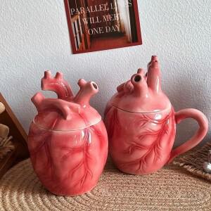 하트 모양 세라믹 머그컵 아침 식사용 우유 커피 도자기 컵  디자인 할로윈 생일 선물 친구용