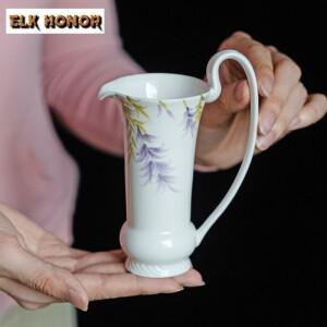 수동 그린 등나무 꽃 차 투수 젠 세라믹 차하이 손잡이가 달린 페어 컵 저스티스 커피 선물 125ml