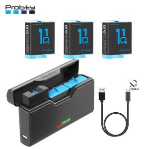 GoPro 9 10 11 3 슬롯 고속 충전기 박스 1850mAh 배터리 Hero 액세서리