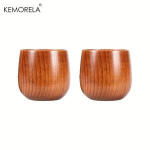 KEMORELA 1/2PCS 나무 큰 배꼽 컵 수제 대추 손잡이 맥주 차 커피 우유 워터 주방 바 Drinkware