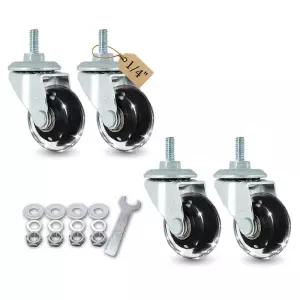 1/4인치 나사산 캐스터 40mm 1.5인치 인라인 스케이트 스타일 PU 조용한 회전 스템 사이즈 1/4 -20 x 카트