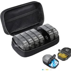 주간 알약  케이스 하루 2회 휴대용 여행용 상자 7일 시간에 먹는 비타민 약용 대형 구획