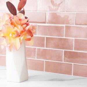 펀스틱 15개 파스텔 핑크 백스플래시 타일 필 앤 스틱 서브웨이 주방 벽 타일용 스티커에 붙이기 12