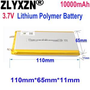 3.7V 리튬 폴리머 배터리 10000mAh 110x65x11mm 소프트 패키지 보조베터리 블루투스 스피커 태블릿 DVD 116
