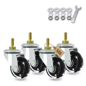 M6-1.0 나사형 스템 캐스터 휠 40mm 1.5인치 인라인 스케이트 스타일 PU 소음 없는 회전 교체 층별 롤링