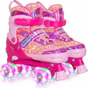 여아용 마미골 롤러 스케이트 가벼운 바퀴가 달린 4가지 크기 조절 가능한 쿼드