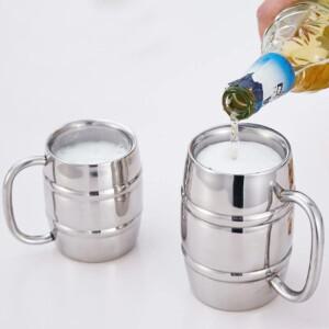360ml Double-layer Stainless Steel Beer Cup Outdoor Camping Western Style Coffee with Handle ulation