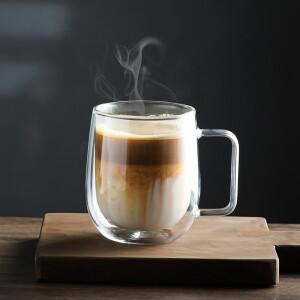 이탈리아 스타일 이중벽 커피잔 고붕규산 유리 내열성 가정용 우유 차 주스 물컵