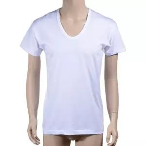 (트라이)면 100% 백색 U넥 반팔 T셔츠 nrN2+3KPg