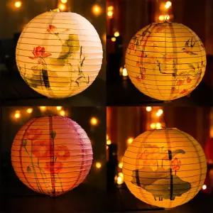 호환  12 인치 꽃 종이 랜턴 어 일본식 DIY 웨딩 파티 축제 생일 홈 벽 장식 용품