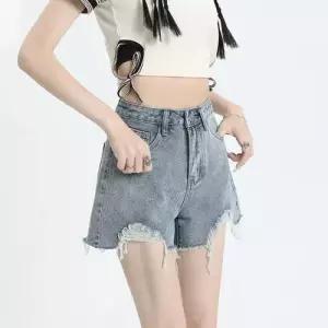 엘럽 여성용 여름 청반바지 숏기장 퍼 청바지 얇은 와이드핏 슬림핏 A라인 핫팬츠 박템2