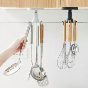주방정리소품 천정부착형 360도 회전식 6P 조리도구 거치대 주방걸이