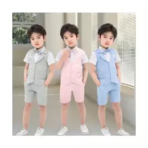 팜므 남아 정장 여름 여름 체크 조끼 바지 보타이 3종 정장세트설날