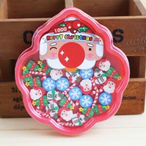 1상자/세트 크리스마스 지우개 산타 클로스/눈사람/크리스마스 트리 상자 포장 고무 아이들 선물로
