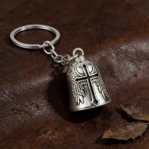 펑크 스타일 키체인 메탈 크로스 펜던트 빈티지 헬멧 오토바이 라이더 가방 자동차 키링 선물