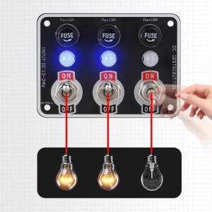 호환상품 3갱/6갱 12V/24V 토글 스위치 패널 온/오프 로커 (10A 퓨즈 포함) 레이싱카 RV 캠핑카 해양 보트