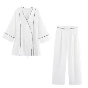 하계 더블 긴팔 롤업 아이템 코트+스트레이트 세트 여자정장세트 원템2