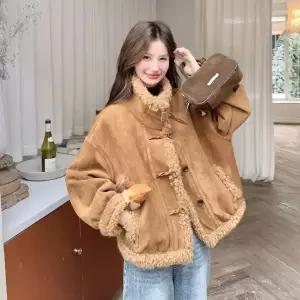 모피 카라멜 램스울 코트 여자코트 원템1