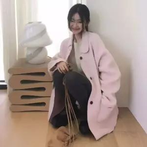 칼라 세무 코트 부드러운 모피 투 포켓 여자코트 원템1