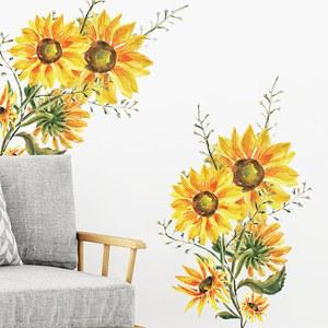 페인트 해바라기 스티커 거실 소파 배경 장식 침실 바탕 화면