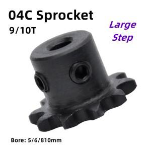 04C 산업용 스프로킷 9/10 톱니 보어 5-10mm 45  스틸 대형 스텝 2 포인트 체인 기어 기계식 모터 드라이브