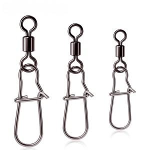 50개/가방 인터록 핀 낚시 커넥터 회전 스냅 온 롤링 스테인레스 스틸 후크 및 미끼