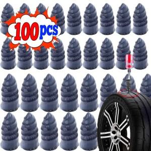 100개 진공 타이어 수리 못 펑크 나사 바이크 오토바이 장착 세트 튜브리스 휠 키트 패치