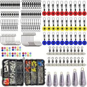 177개 중량급 낚시 스위블 스냅 세트 트리플 회전 커넥터 볼 베어링 및 퀵 클램프 포함