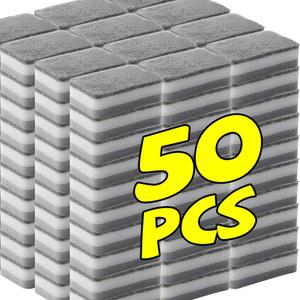 50/1pcs 양면 청소 스폰지 매직 슈퍼 흡수성 팬 냄비 식기 세척 수색 패드 가정용 주방 도구 닦아