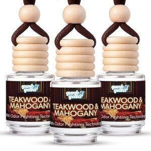 Gunk Getter 걸이식 공기 청정기 자동차 - 오래 지속되는 향기, 냄새 제거기, 가정 필수품, 신선한 자동차 향수 - 3팩 - 티크우드 및 마호가니