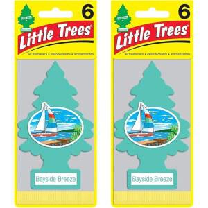 Little Trees 판지 걸이식 자동차, 가정 및 사무실 공기 청정제, 베이사이드 브리즈 12개