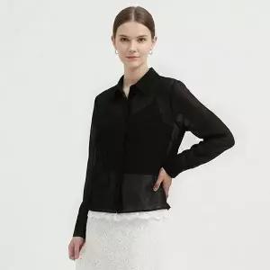 [NS홈쇼핑][샵앤] 여성 카라넥 밑단 레이스 심플 시스루 블라우스 NARU-WBL-21183..