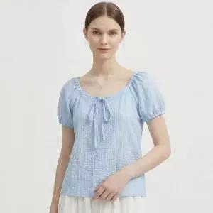 [NS홈쇼핑][샵앤] 여성 끈조절 셔링 U넥 퍼프 나그랑 반팔 블라우스 NARU-WBL-21182..