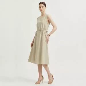 [NS홈쇼핑][샵앤] 여성 민소매 라운드 옆리본 셔링 무지 미디 원피스 NARU-WDR-21180..