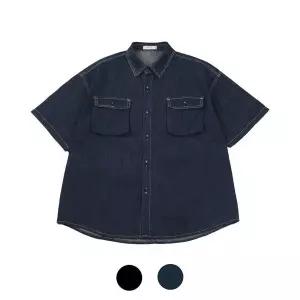 [NS홈쇼핑][모로엠] 투포켓 스티치 포인트 데님 반팔 셔츠 SR-SHH-10006M[35846684]