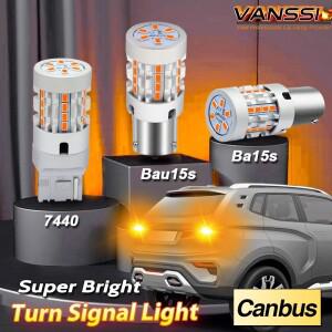 7440 LED 전구 앰버 옐로우 CANBUS 오류 없음 T20 WY21W BAU15S 깜빡이 600%  밝은 방향 지시등