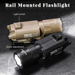 전술용 슈어파이어 X300  X400U LED 스카우트 라이트 권총 G17 G19용 20mm 레일 에어소프트 행잉 헌팅 플래