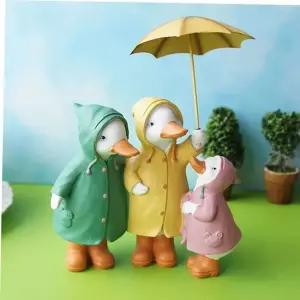 홈데코장식 개구리 우비 오리 가족 테이블 선반 소품 장식인형 1P