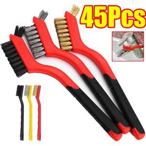 3 45개 황동 청소 브러시 금속 황동/스테인리스 스틸/나일론 가스 후드 기름때 및 얼룩 제거 조리대 도구