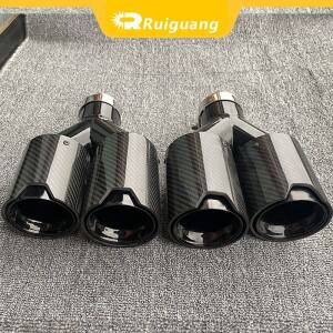 호환상품 1개 M 로고 Y 스타일  93mm 더블 머플러 팁 범용 퍼포먼스 카본 파이버 배기 엔드 파이프 BMW 호