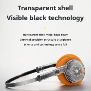 호환상품 레트로 복고풍 엔틱 투명 무선 헤드폰 충전식 헤드셋 회전식 볼륨 긴 배터리 수명 소음 감소